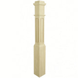 RP-4091 CNC Raised Panel Box Newel Post, Poplar