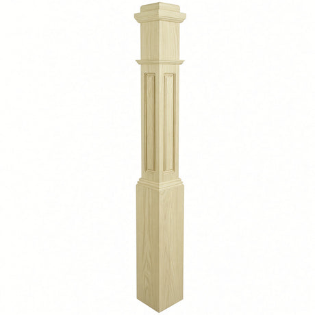 RP-4091 CNC Raised Panel Box Newel Post, Poplar