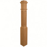 RP-4091 CNC Raised Panel Box Newel Post, Red Oak