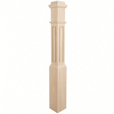 RP-4091 CNC Raised Panel Box Newel Post, Soft Maple