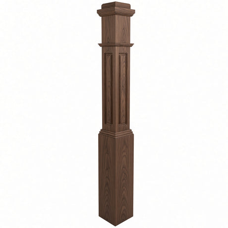 RP-4091 CNC Raised Panel Box Newel Post, Walnut