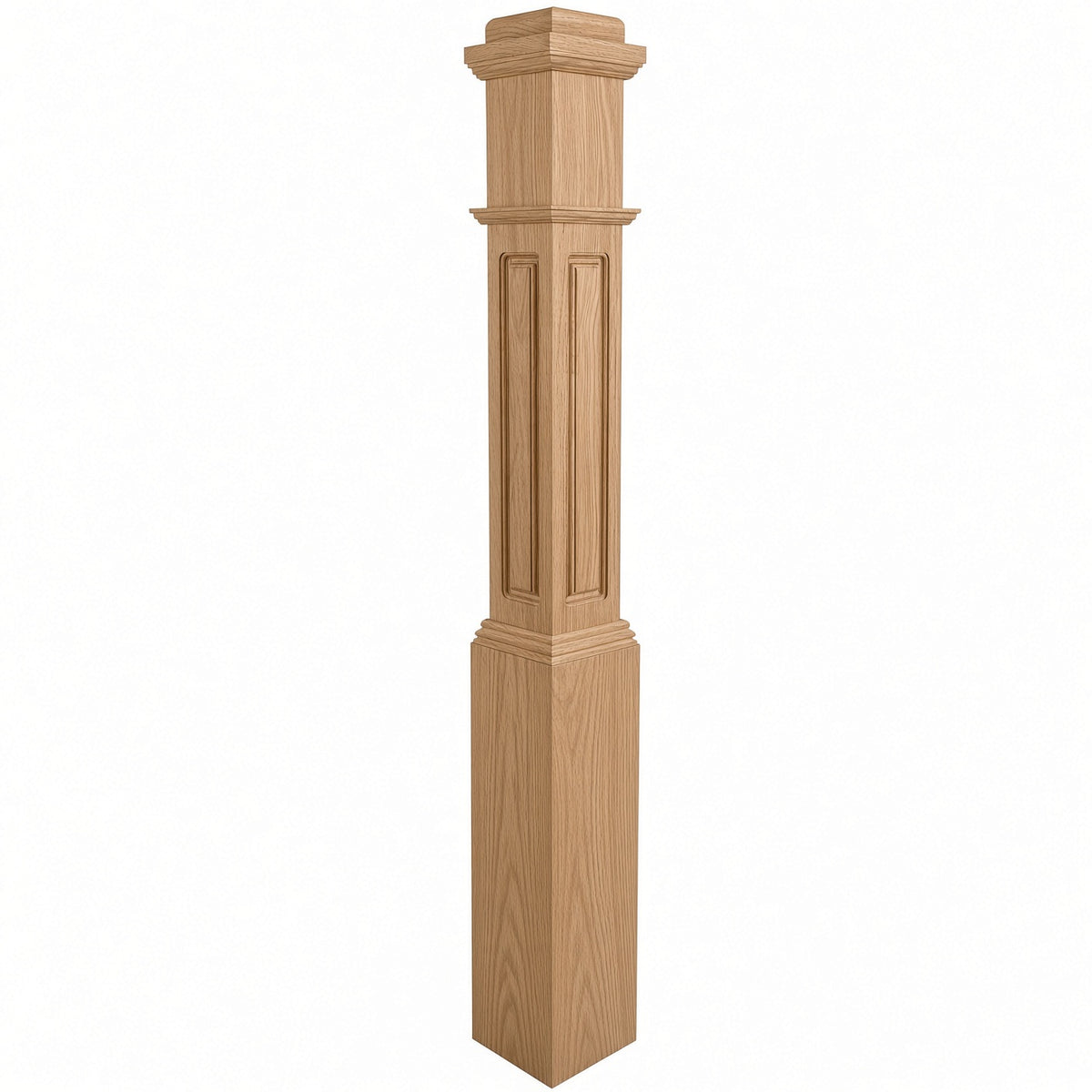 RP-4091 CNC Raised Panel Box Newel Post, White Oak