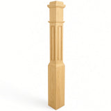 RP-4091 CNC Raised Panel Box Newel Post, Yellow Pine