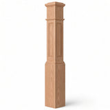 RP-4092 CNC Raised Panel Large Box Newel Post, 7-1/2" Base x 55" Tall, American Cherry