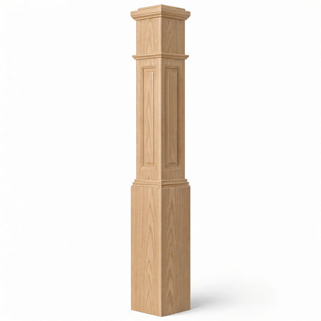 RP-4092 CNC Raised Panel Large Box Newel Post, 7-1/2" Base x 55" Tall, Beech