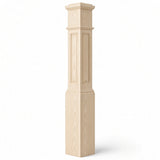RP-4092 CNC Raised Panel Large Box Newel Post, 7-1/2" Base x 55" Tall, Birch