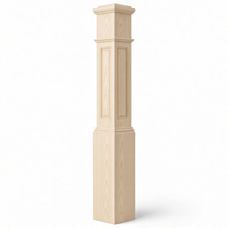 RP-4092 CNC Raised Panel Large Box Newel Post, 7-1/2" Base x 55" Tall, Birch