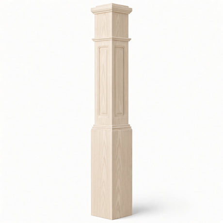 RP-4092 CNC Raised Panel Large Box Newel Post, 7-1/2" Base x 55" Tall, Hard Maple