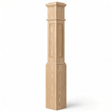 RP-4092 CNC Raised Panel Large Box Newel Post, 7-1/2" Base x 55" Tall, Hickory