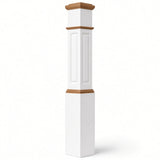 RP-4092 CNC Raised Panel Large Box Newel Post, Primed with Special Species Trim, 7-1/2" base x 55" Tall