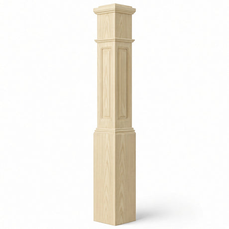 RP-4092 CNC Raised Panel Large Box Newel Post, 7-1/2" Base x 55" Tall, Poplar
