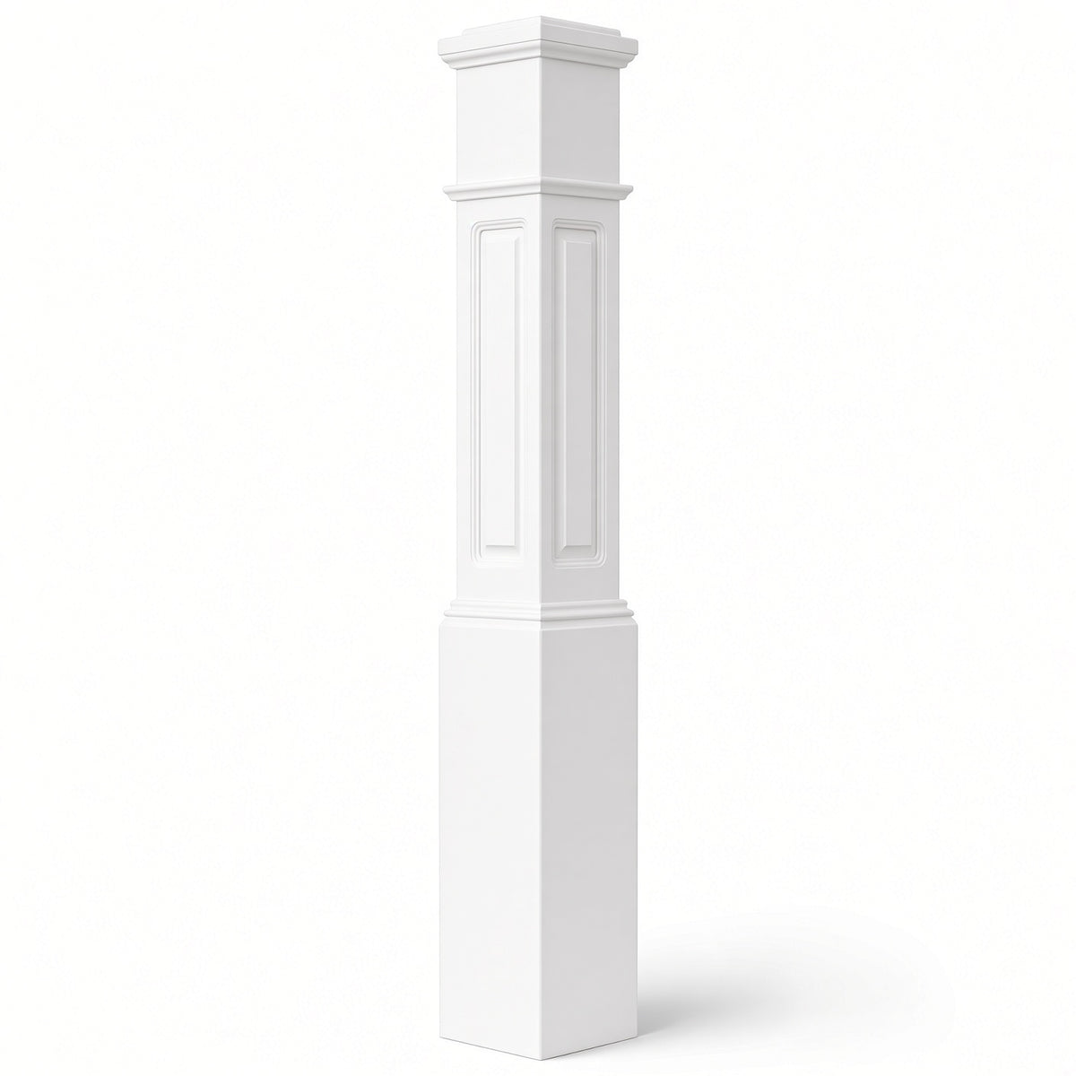 RP-4092 CNC Raised Panel Large Box Newel Post, 7-1/2" Base x 55" Tall, Primed