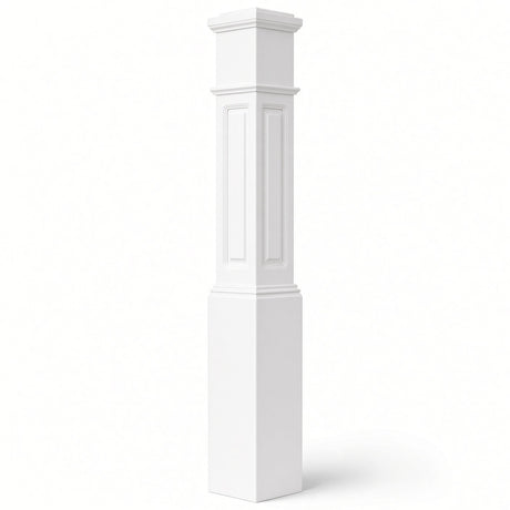 RP-4092 CNC Raised Panel Large Box Newel Post, 7-1/2" Base x 55" Tall, Primed
