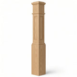 RP-4092 CNC Raised Panel Large Box Newel Post, 7-1/2" Base x 55" Tall, Red Oak