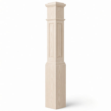 RP-4092 CNC Raised Panel Large Box Newel Post, 7-1/2" Base x 55" Tall, Soft Maple