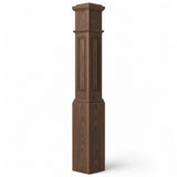 RP-4092 CNC Raised Panel Large Box Newel Post, 7-1/2" Base x 55" Tall, Walnut