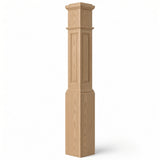 RP-4092 CNC Raised Panel Large Box Newel Post, 7-1/2" Base x 55" Tall, White Oak