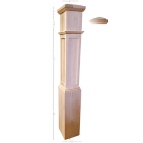 FP-4092 Primed with Special Species Trim Flat Panel Large Box Newel Post