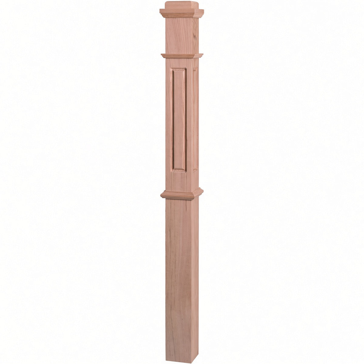 RP-4375 CNC Raised Panel Box Newel Post, American Cherry