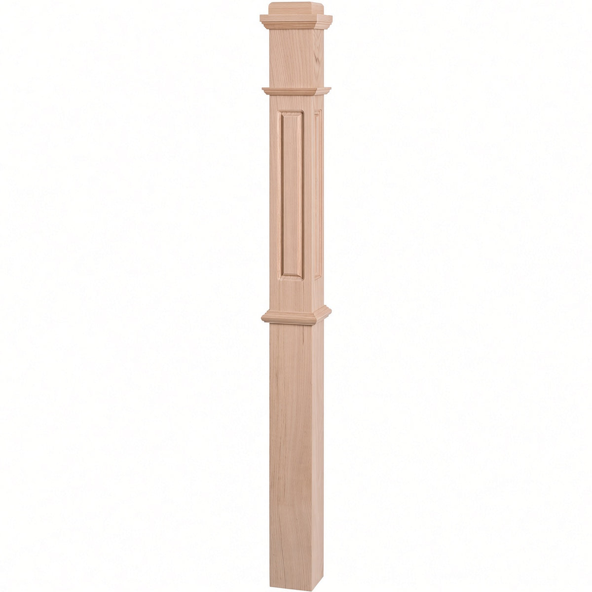 RP-4375 CNC Raised Panel Box Newel Post, Beech