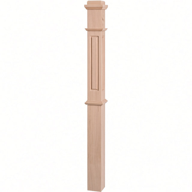 RP-4375 CNC Raised Panel Box Newel Post, Beech