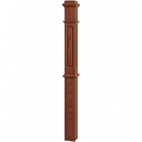 RP-4375 CNC Raised Panel Box Newel Post, Brazilian Cherry