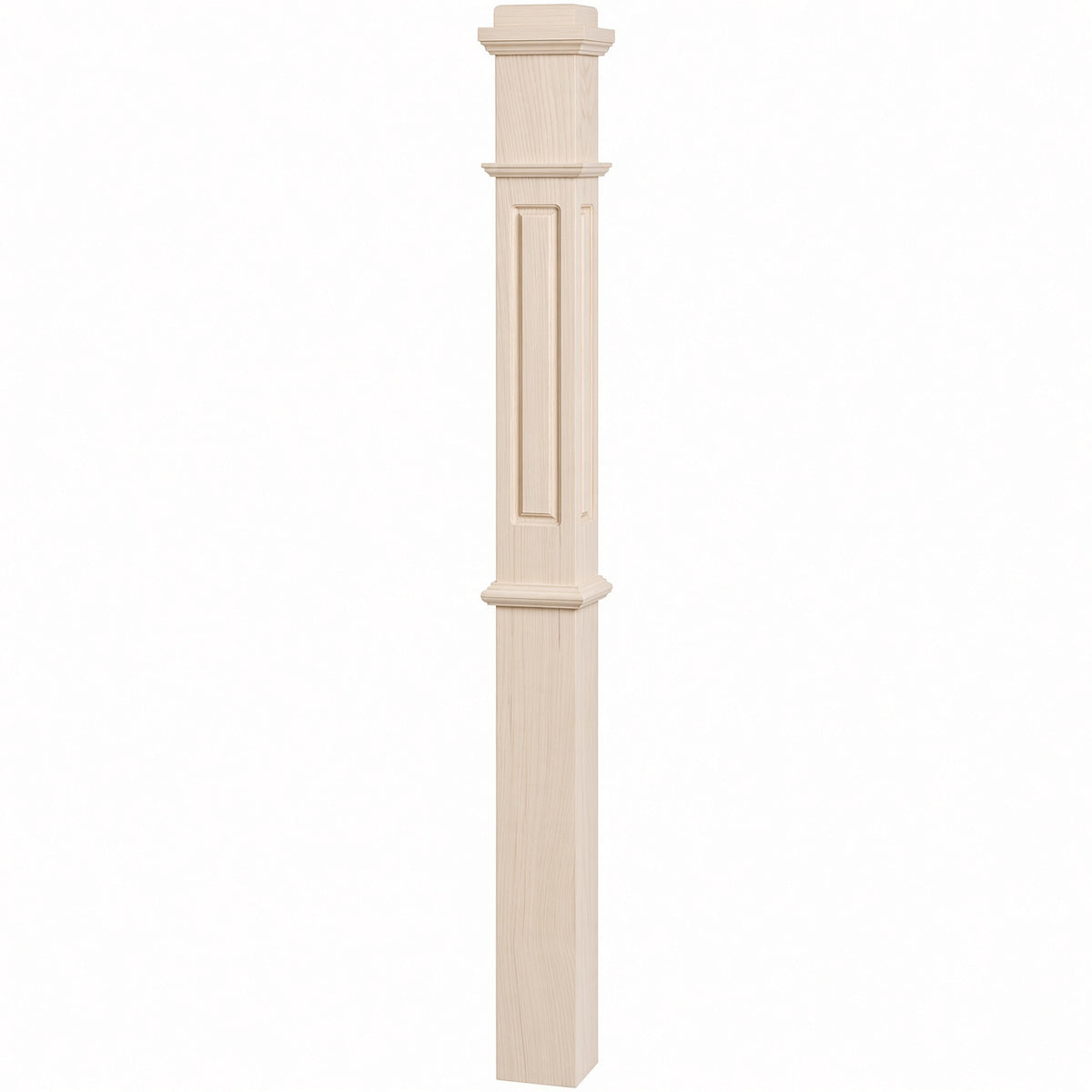 RP-4375 CNC Raised Panel Box Newel Post, Hard Maple