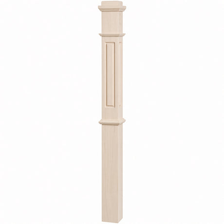 RP-4375 CNC Raised Panel Box Newel Post, Hard Maple