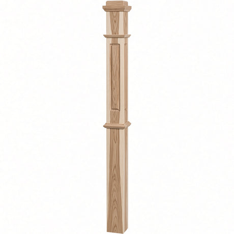 RP-4375 CNC Raised Panel Box Newel Post, Hickory