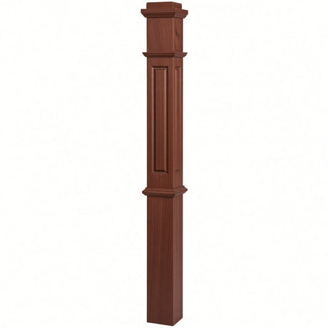 RP-4375 CNC Raised Panel Box Newel Post, Mahogany