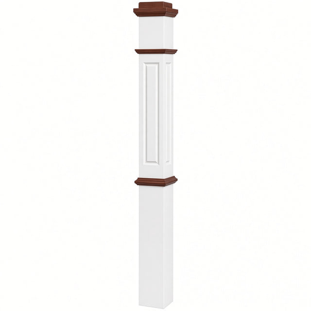 RP-4375-PSST CNC Raised Panel 4-3/4" x 62" Box Newel Post, Primed with Special Species Trim