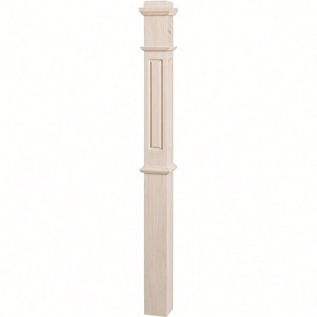 RP-4375 CNC Raised Panel Box Newel Post, Soft Maple