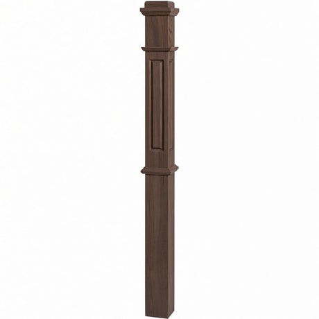 RP-4375 CNC Raised Panel Box Newel Post, Walnut