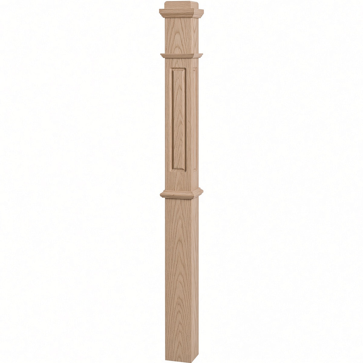 RP-4375 CNC Raised Panel Box Newel Post, White Oak
