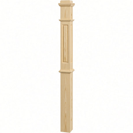 RP-4375 CNC Raised Panel Box Newel Post, Yellow Pine