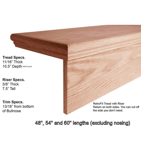 8070-Retro Fit Tread with Returns, Red Oak