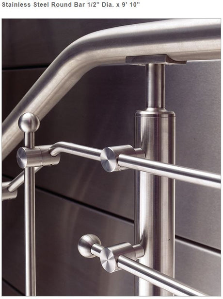 E005 1/2" Stainless Round Bar, 10'