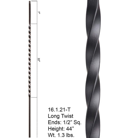 HF16.1.21-T Large 22" Twist Tubular Steel Baluster