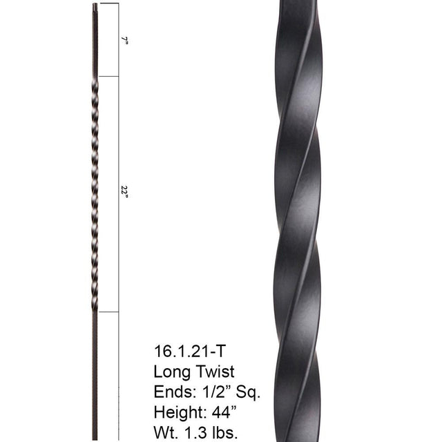 HF16.1.21-T Large 22" Twist Tubular Steel Baluster