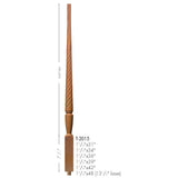 T-2015 1-3/4" Twist Bunker Hill Stair Baluster, Available in 31", 34", 36", 39", 42", and 48", Dimensional Information