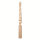 T-3010 (3-1/2" x 43"), or T-3011 (3-1/2" x 48") Twist Pin Top Bunker Hill Starting Newel Post, Hard Maple