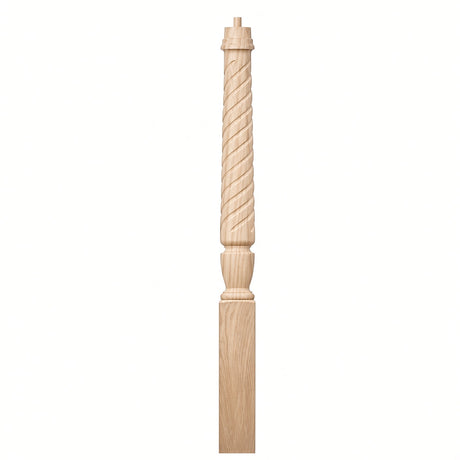 T-3010 (3-1/2" x 43"), or T-3011 (3-1/2" x 48") Twist Pin Top Bunker Hill Starting Newel Post, Hard Maple