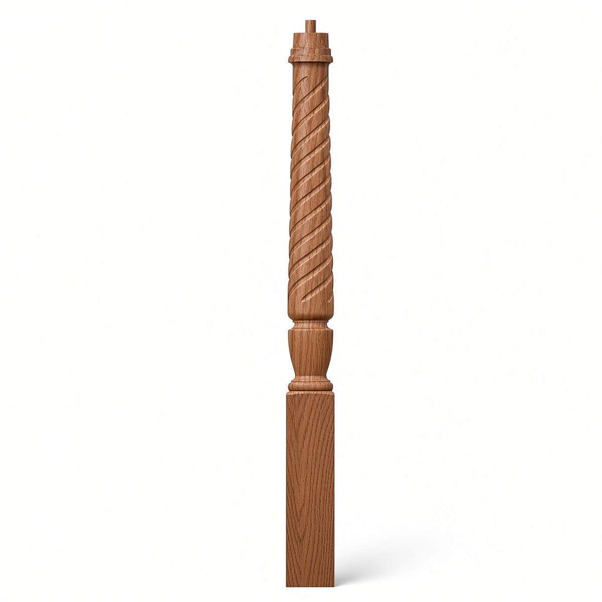 T-3010 (3-1/2" x 43"), or T-3011 (3-1/2" x 48") Twist Pin Top Bunker Hill Starting Newel Post, Red Oak