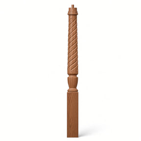 T-3010 (3-1/2" x 43"), or T-3011 (3-1/2" x 48") Twist Pin Top Bunker Hill Starting Newel Post, Red Oak