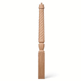 T-3010 (3-1/2" x 43"), or T-3011 (3-1/2" x 48") Twist Pin Top Bunker Hill Starting Newel Post, Soft Maple