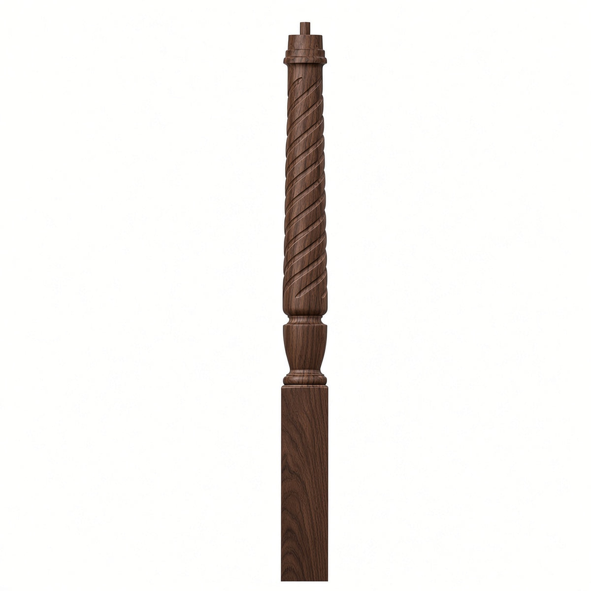 T-3010 (3-1/2" x 43"), or T-3011 (3-1/2" x 48") Twist Pin Top Bunker Hill Starting Newel Post, Walnut