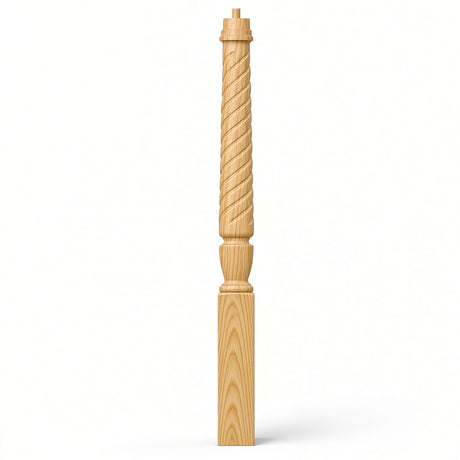 T-3010 (3-1/2" x 43"), or T-3011 (3-1/2" x 48") Twist Pin Top Bunker Hill Starting Newel Post, Yellow Pine