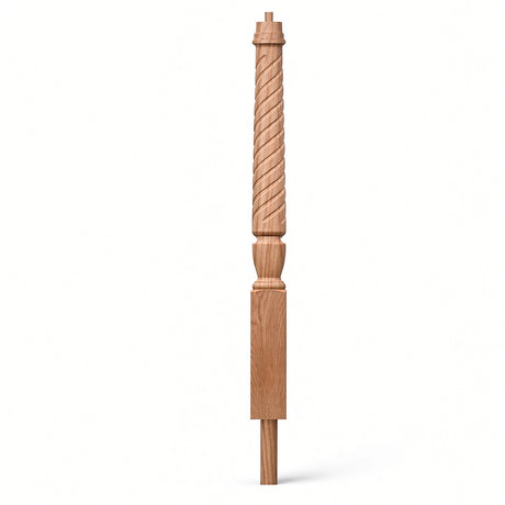 T-3012 3-1/2 x 41" Bunker Hill Volute Newel Post with Adjustable Dowel, American Cherry