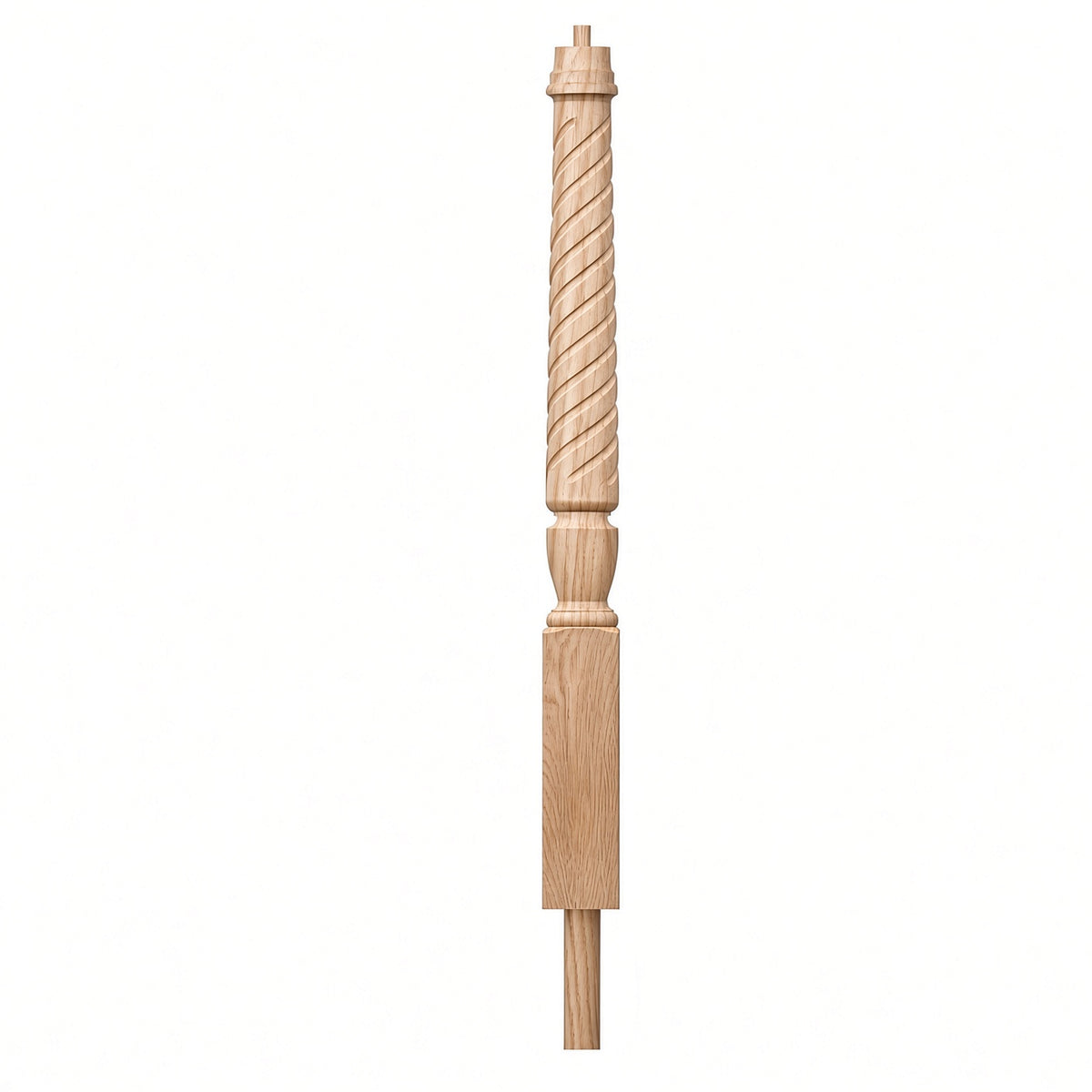 T-3012 3-1/2 x 41" Bunker Hill Volute Newel Post with Adjustable Dowel, Ash