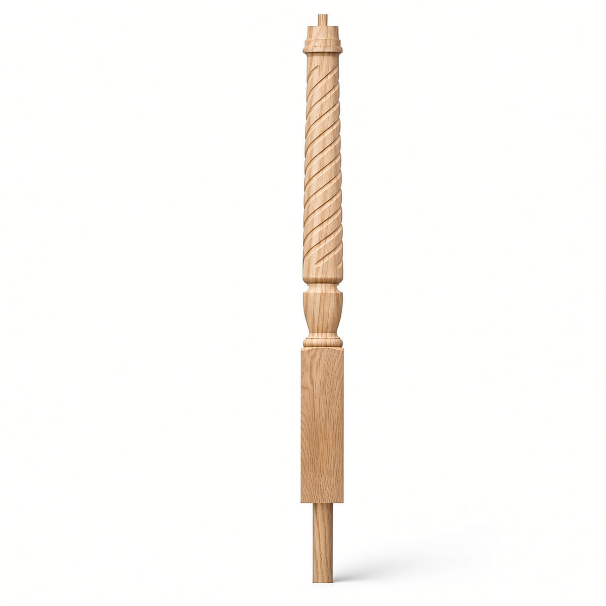 T-3012 3-1/2 x 41" Bunker Hill Volute Newel Post with Adjustable Dowel, Birch